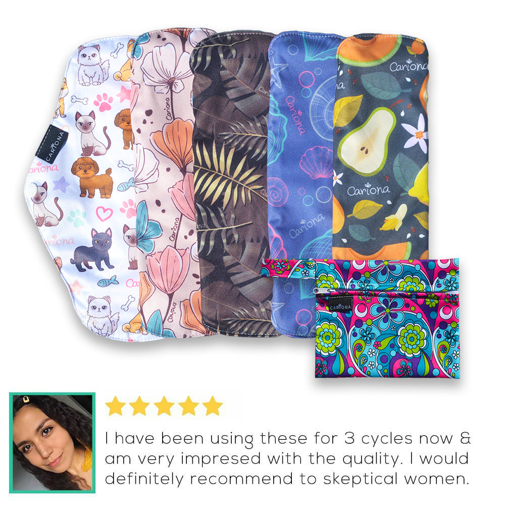 Eco-Friendly & Absorbent Reusable Cloth Menstrual Pads Pack